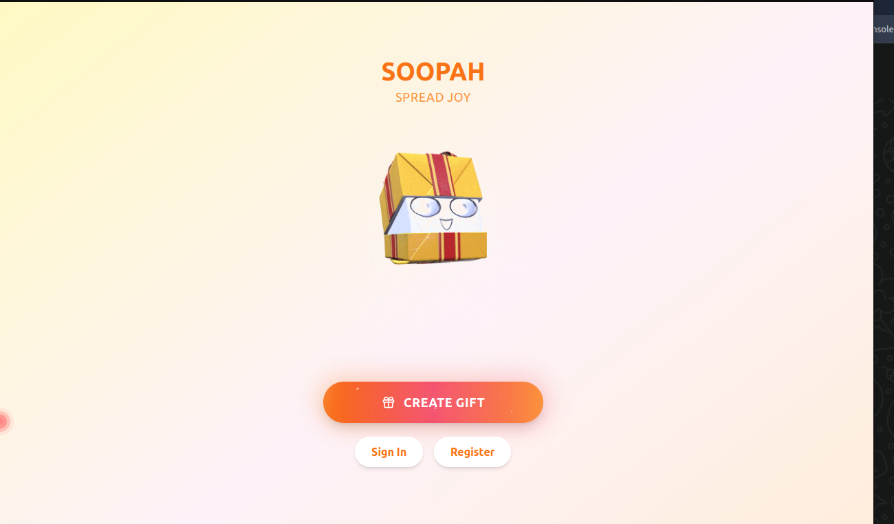 SOOPAH homepage on laptop